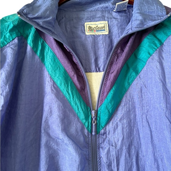 Vintage McGregor 1990s Blue Track Jacket Windbreaker Nylon- Size Large - Picture 4 of 6